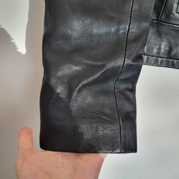 Kenneth Cole Reaction Black 100% Leather Long Sleeve Moto Biker Jacket Sz Small - Picture 6 of 13
